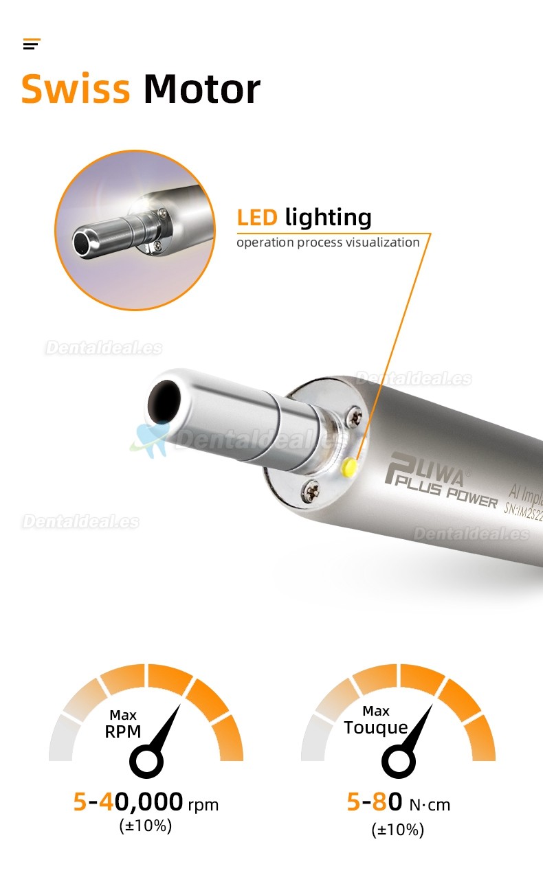 Pluspower®Ai-S-Pro Máquina de motor sin escobillas para cirugía de implante dental con contraángulo 20:1